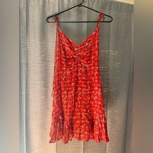 Free people red floral mini sundress